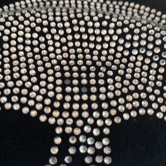 DKNY Black rhinestone Skull sweatshirt with faux button down hem - Picture 7 of 7